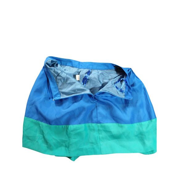 J. Crew Womens Colorblock Skirt Size 2 Blue Green Pleated Classic Preppy - Picture 3 of 7